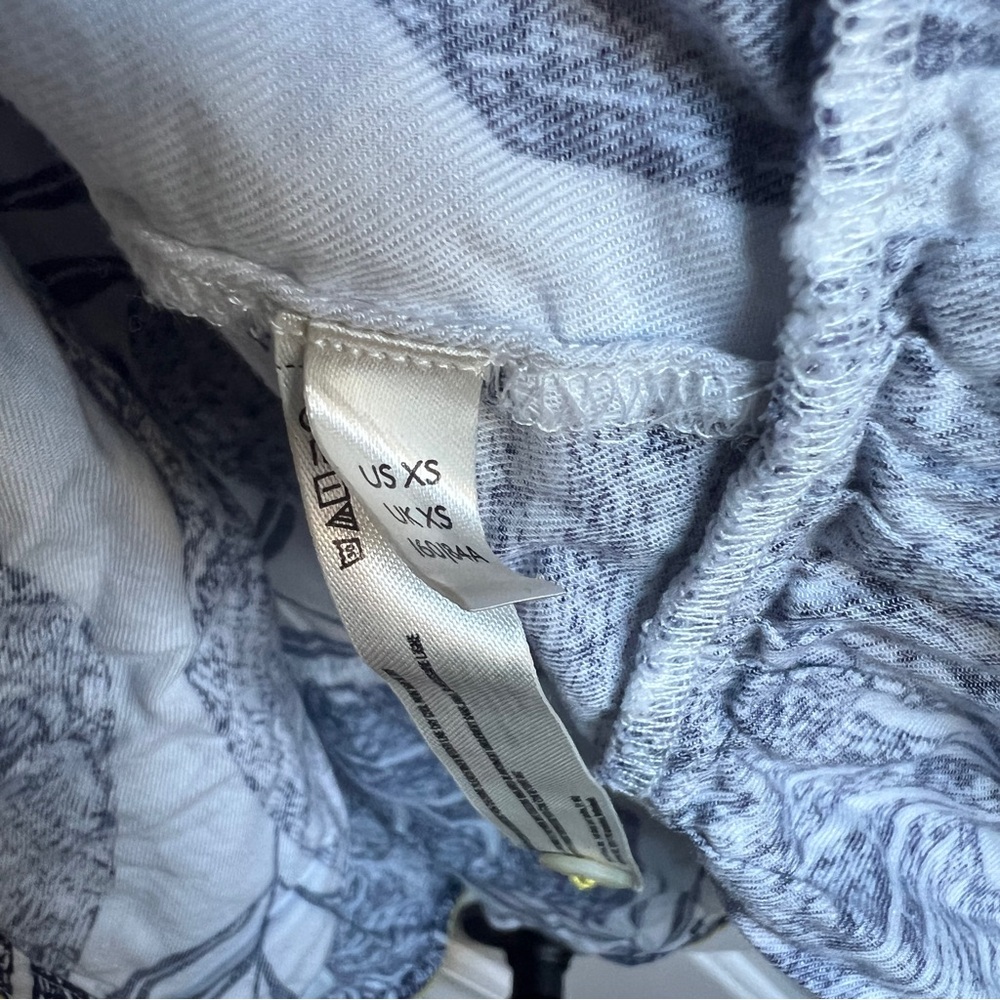 Anthropologie White and Blue Camille Cabanes Botanical Flannel Pajama Set - Picture 13 of 16